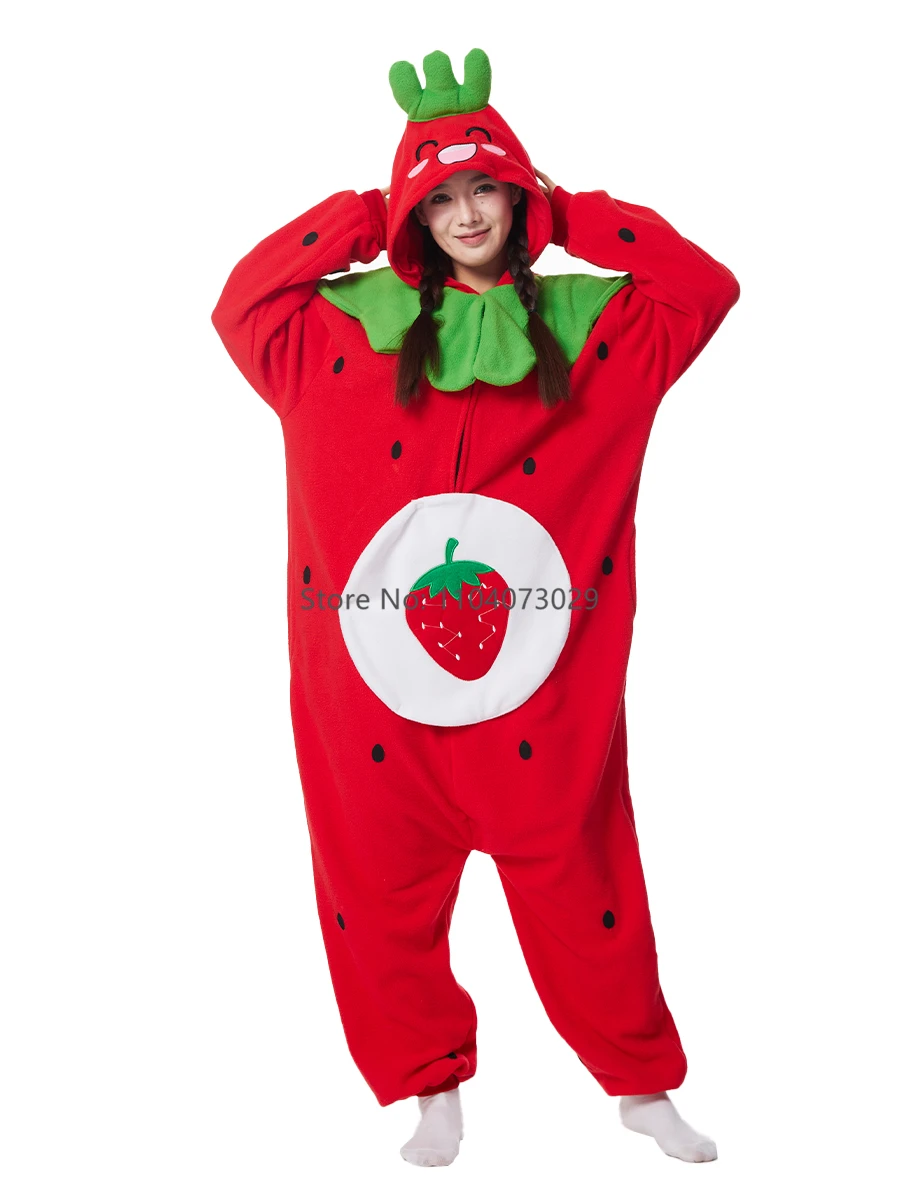 Kigurumi Pajamas Onesies Fruit Halloween for Adult Kids Cartoon Pumpkin Avocado Cosplay Party for Women Men Homewear