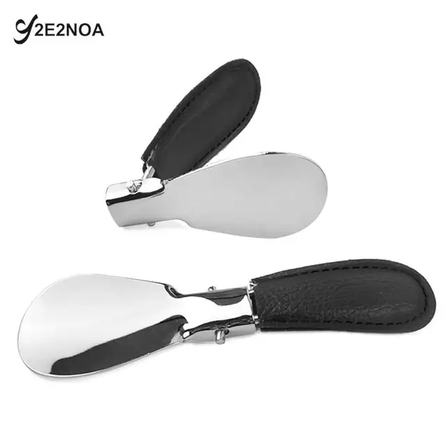 인조 가죽 접이식 신발 뿔 – 내구성 있는 스테인레스 스틸, 휴대용 패션 신발 뿔 액세서리