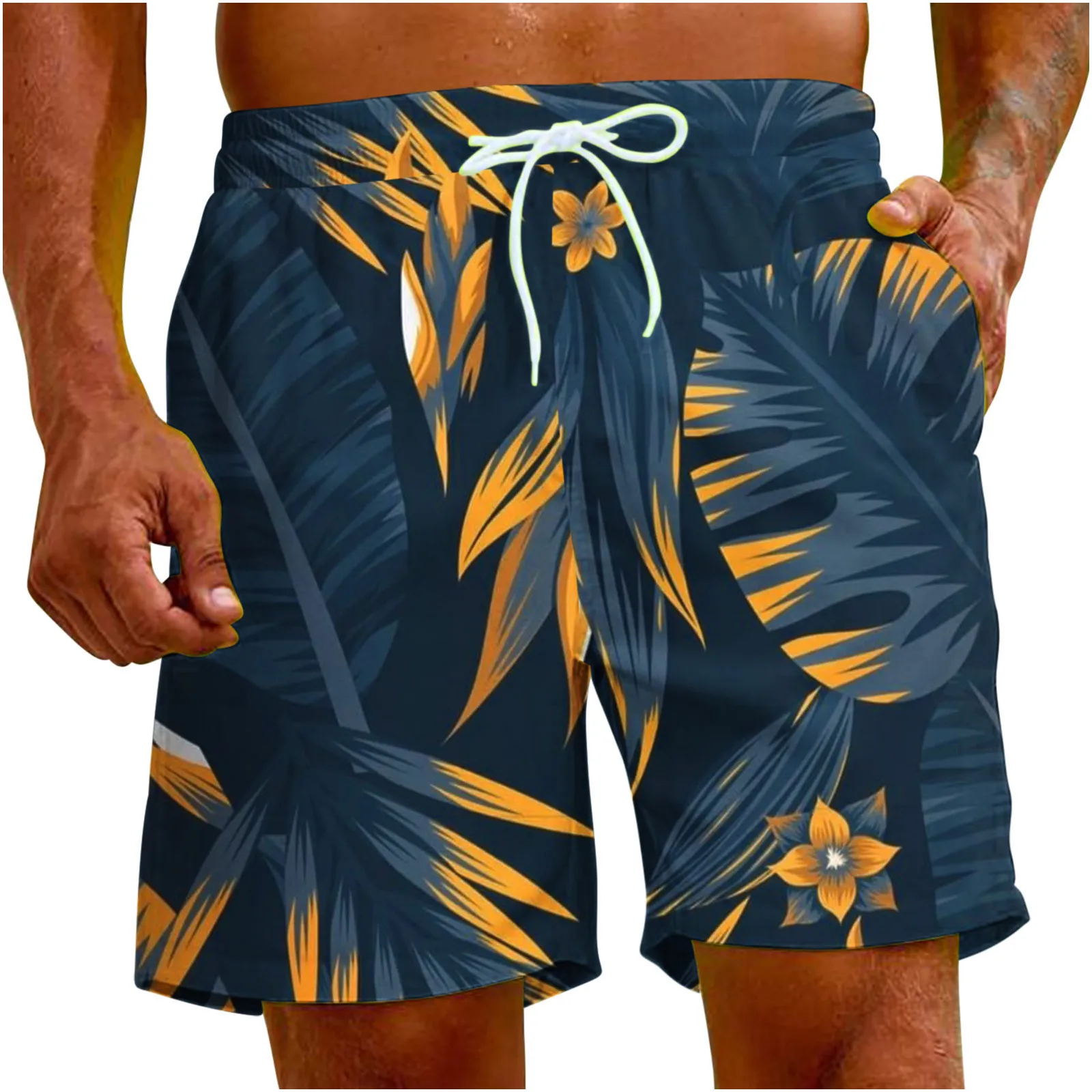 Mens Hawaiian Beach Shorts Coconut Tree Print