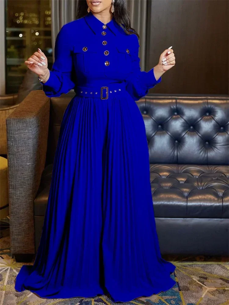 Wmstar Jumpsuit Women's Clothing Office Lady Button Fashion Maxi Rompers New in Fall Clothes Wholesale Dropshipping with Belt