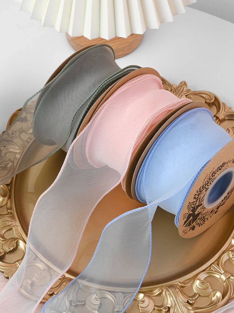 Molshine 25mm X 45m/rouleau Ruban En Organza Transparent Scintillant,rubans En Tissu Mousseline Pour Guirlande De Bouquets,nœud Papillon,mariage,emballage Cadeau,cheveux,artisanat (Blanc