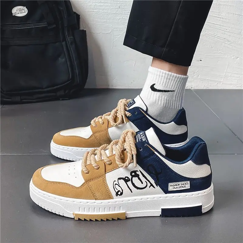 

2023 New Men Casual Platform Sneakes Lace Up Trainers Student Sneakes Mens Vulcanized Shoes Zapatillas Hombre