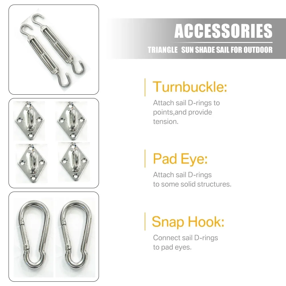 Shading sail accessories 4 304 stainless steel garden hardware kit rectangular