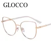 New Fashion Vintage Metal Eyeglasses For Nearsightedness Anti Blue Light Myopia Eyewear Elegant Purple Cat Eye Glasses Frame 4