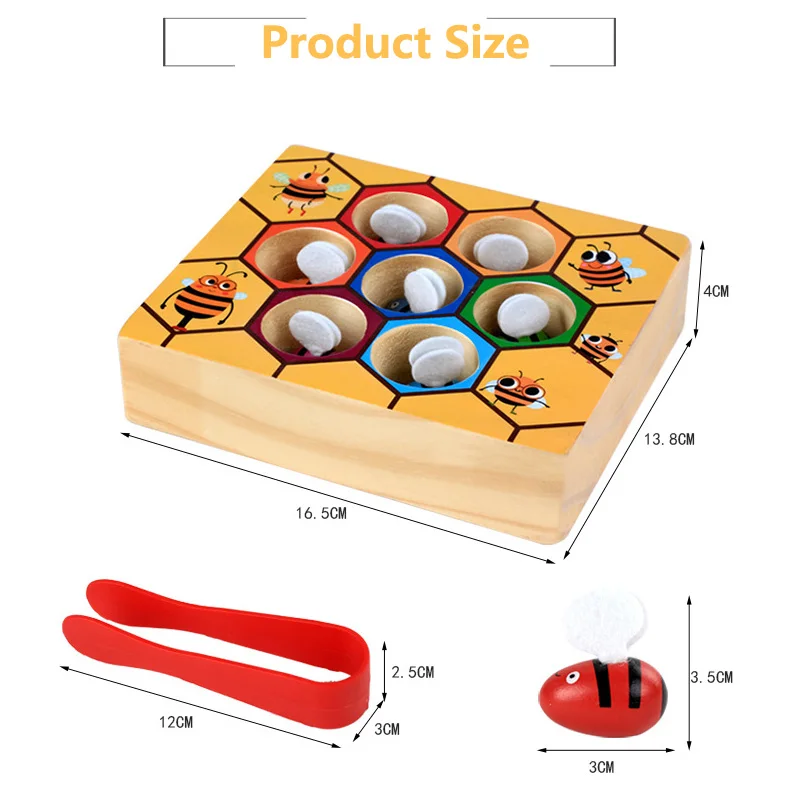 Baby Honeycomb Box Toys Children Grab Bee Games Clip Bee Toy Color  Recognition Intelligence Toy Montessori