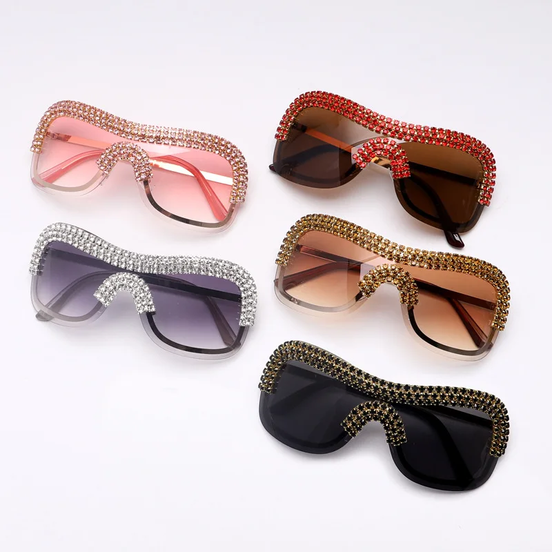 Luxury Oversized Y2k Sunglasses Women Metal Rimless Vintage Silver Sun  Glasses Big Rhinestone Feamle Shades sunglasses women