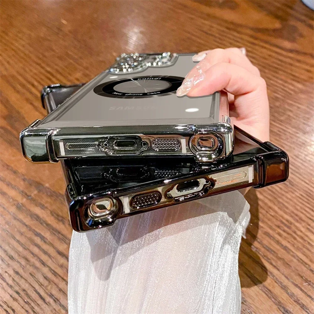 Original Plating Magnetic Transparent Phone Case for Samsung Galaxy S24 Ultra S23 Fe S22 Plus Clear Shockproof Silicone Cover - Image 6