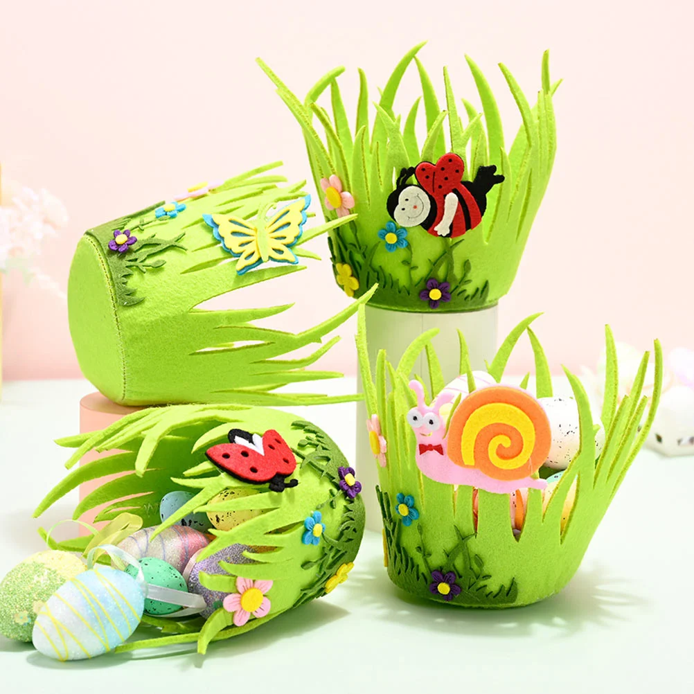 4Pcs Easter Colorful Baskets Non Woven Fabrics Candy Baskets Small Fabric Basket Storage EasterDecoration 3