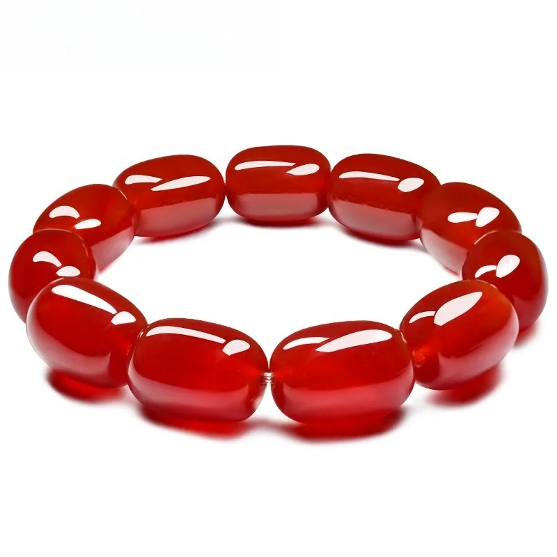 

Red Natural Agate Barrel Bead Male Couple's Life Dragon Year Bulge Beads Female Personality Jewelry Gift