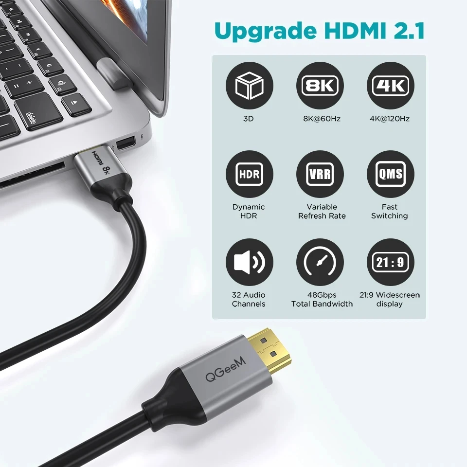 Premium 8K HDMI 2.1 Cable with 120Hz Support