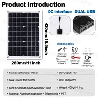 SOECOPO 20000W ensemble complet de système solaire 500W panneau solaire, onduleur (2 prises) 12V/24V 110V/220V, contrôleur 100A maison, Camping 2
