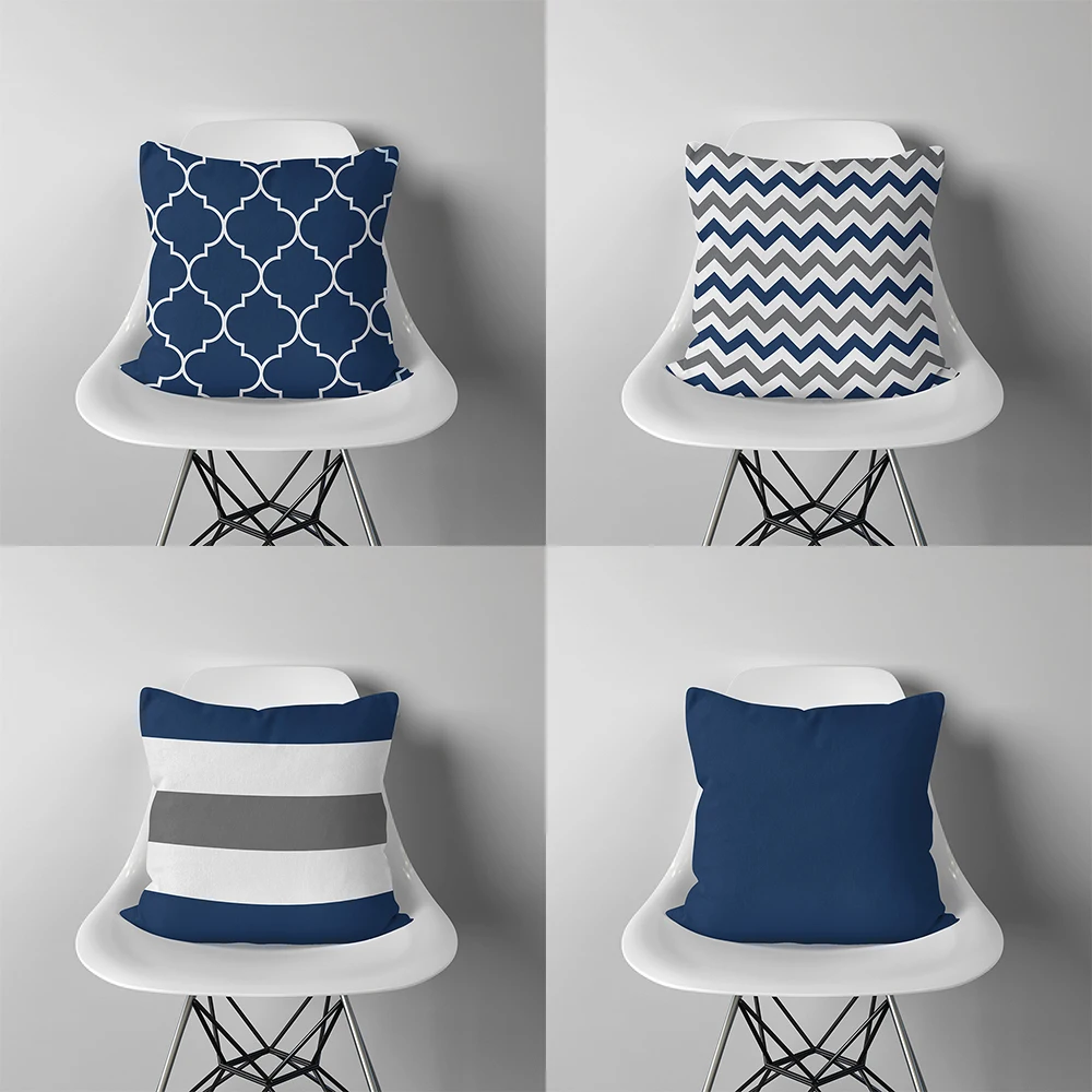 

Home decor love blue stripe art print cushion cover soft polyester pillowcase bedroom car funda de almohada