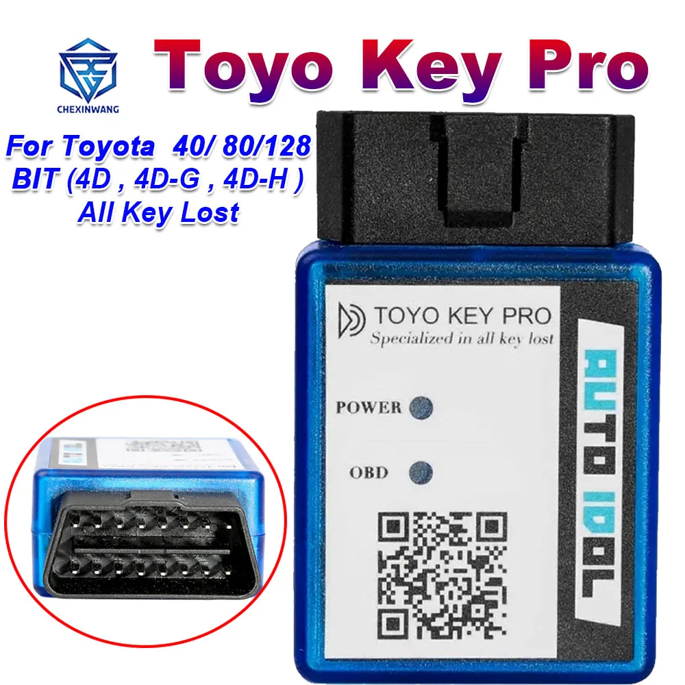

Toyo Key Pro OBD2 OBD 2 Support for Toyota 128 80 40 BIT ( 4D-H , 4D , 4D-G ) All Key Lost for Toyota Auto Key Programmer