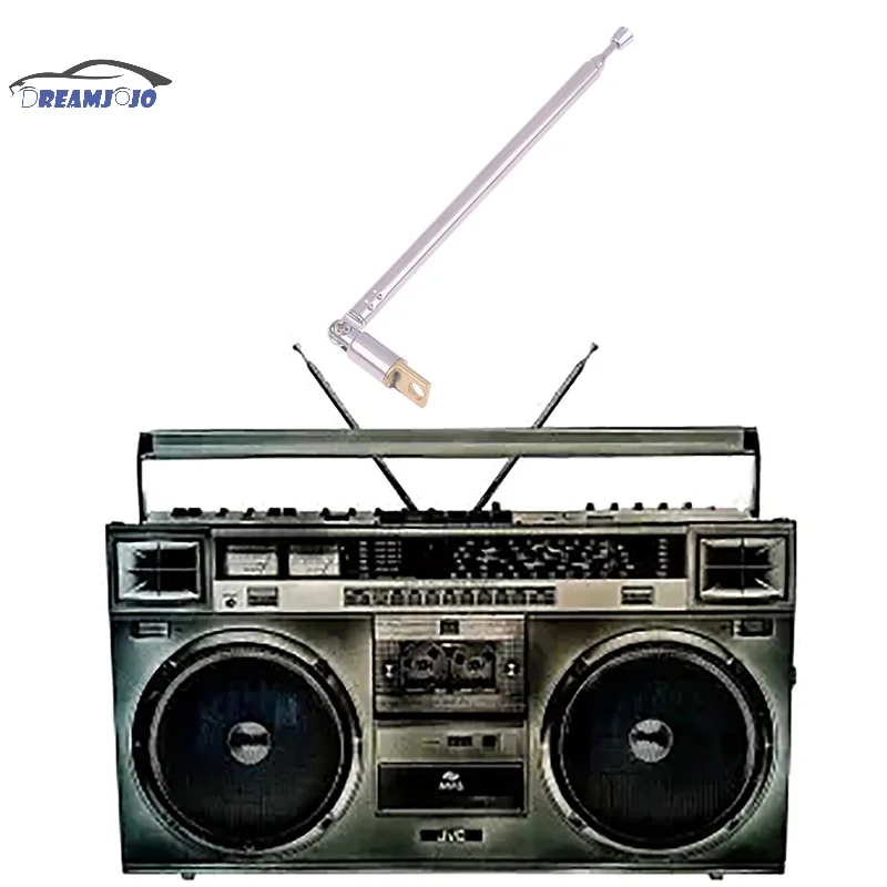 

1Pc 4 Section Telescopic Stainless Steel AM FM Radio Antenna Universal Head Speaker Radio Pull Rod