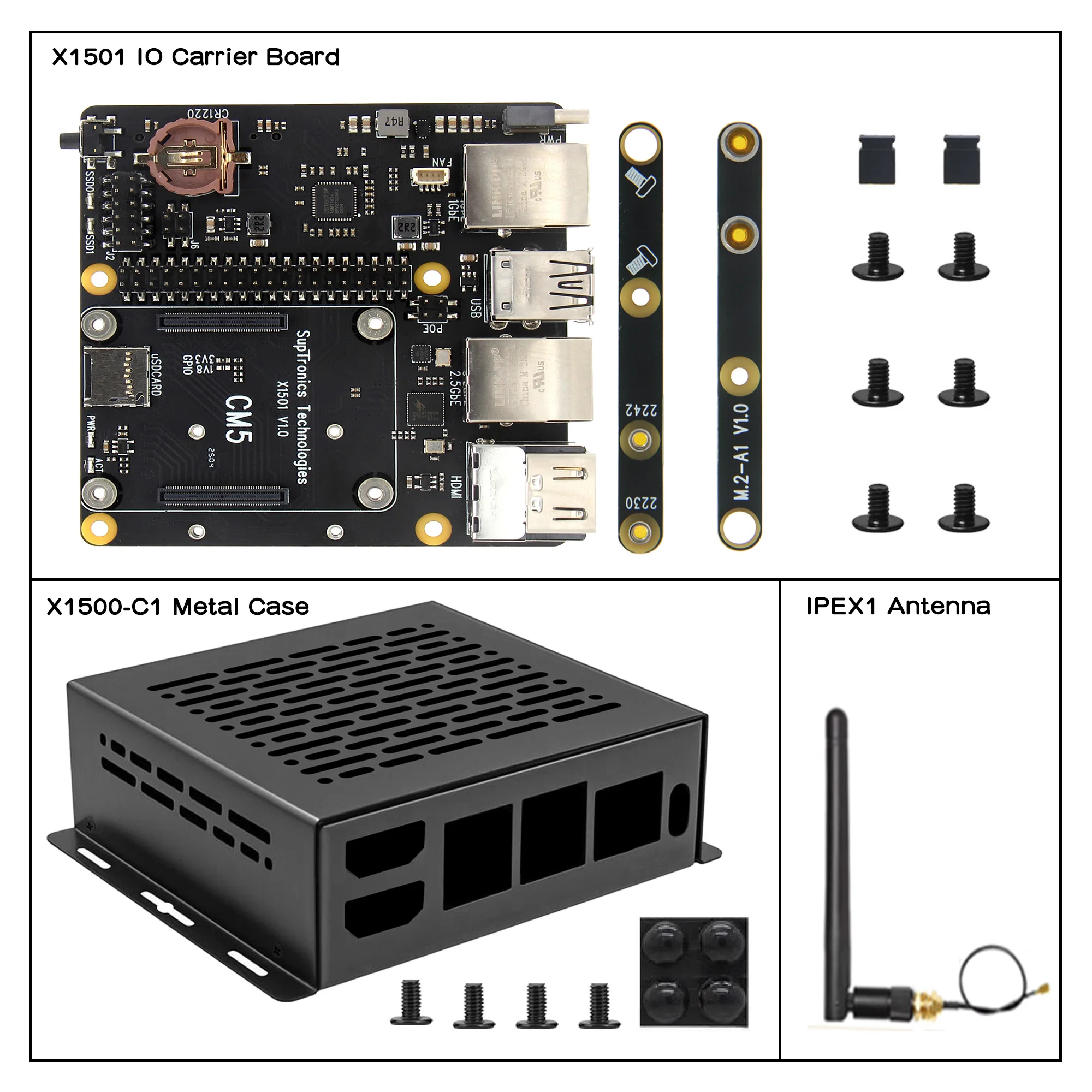 Geekbord X1501 CM5 IO 캐리어 보드, Raspberry Pi 컴퓨팅 모듈 5 지원 1GbE+2.5GbE/듀얼 M.2 NVMe SSD-Freehip.co.kr