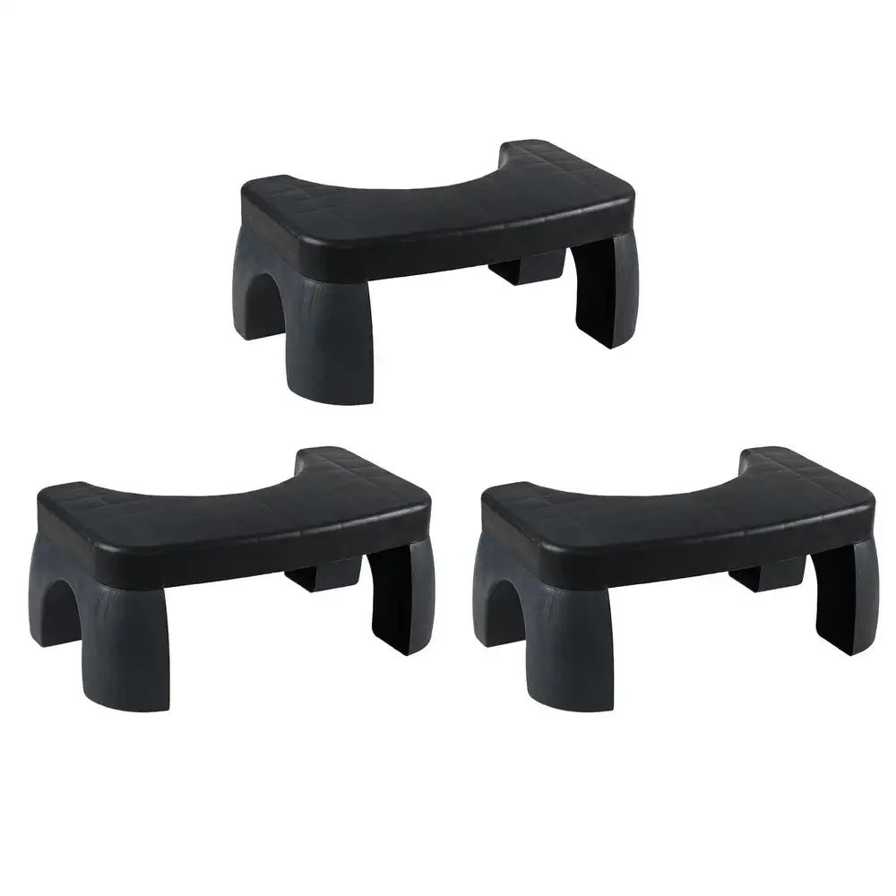 Portable Black Toilet Stool Set of 3 Adults Children Bathroom Potty Lifting Legs Smooth Defecation Easy Clean Anti Slip 8.66"D x 2