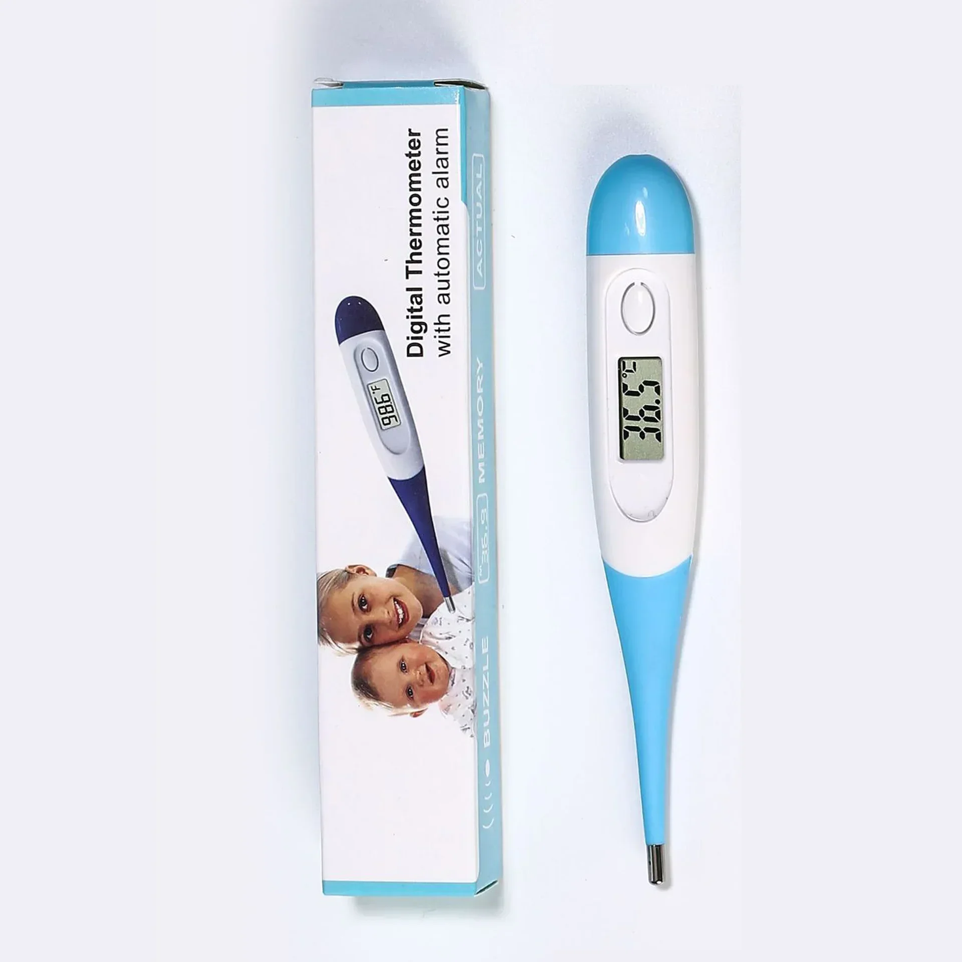 Precision Digital Thermometer for Oral and Underarm Use with Fever Alert and Baby Bath Functionality