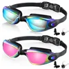 2 Pack Swimming Goggles Anti-Fog UV Protection Adjustable Swimming glasses Professional Waterproof Swim Eyewear For Adult Youth 1