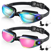 2 Pack Swimming Goggles Anti-Fog UV Protection Adjustable Swimming glasses Professional Waterproof Swim Eyewear For Adult Youth 1