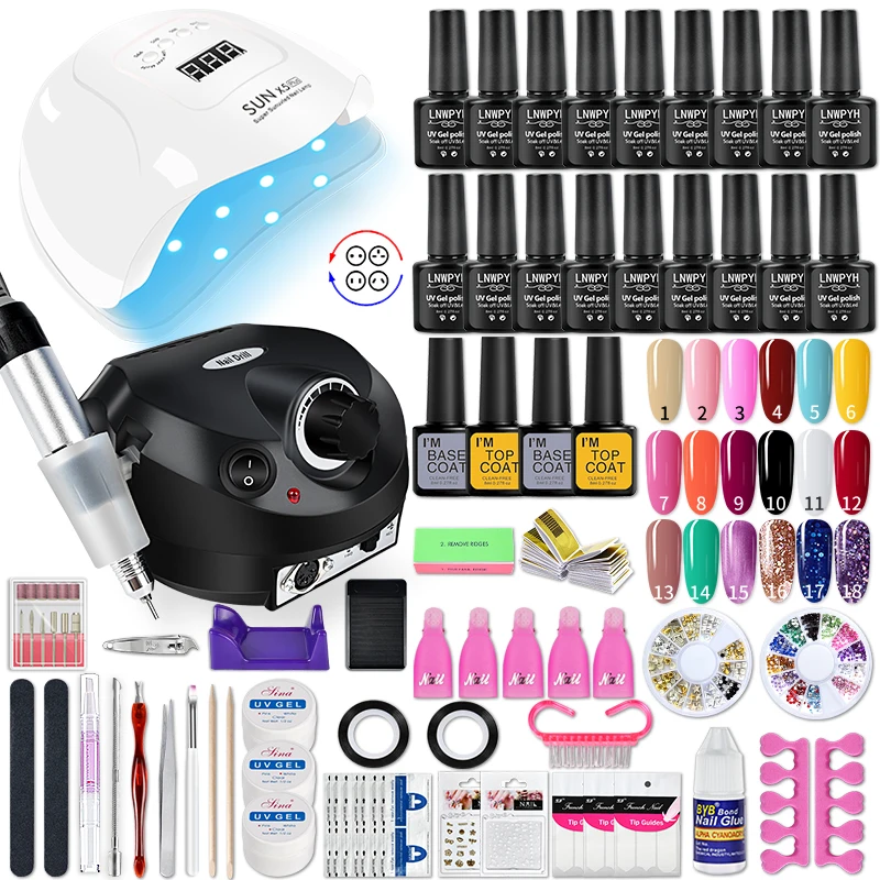 Poly Nail Gel Kit with UV LED Lamp and Gel Nail Polish Set