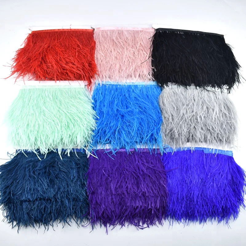 Natural Ostrich Feather Trimming Height 8-10cm Feathers for Crafts Ribbon DIY Wedding Party Dresss Decoration Plumes 1meters/Lot
