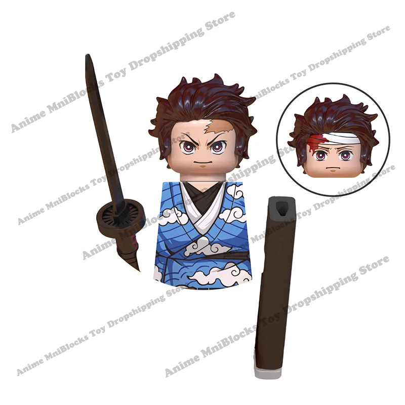 

WM2344-A WM6137 Demon Slayer Kamado Tanjirou Uzui Tengen mini action toy figures building blocks Assembly Toys kids gifts