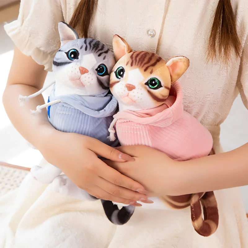 Simulation Cat with Clothes Plush Toy Cartoon Stuffed Animals Siame Kitten American Shorthair Cats Plushies Doll Soft Kids Toys royal canin british shorthair kitten сухой корм для котят породы британской короткошерстной 2 кг