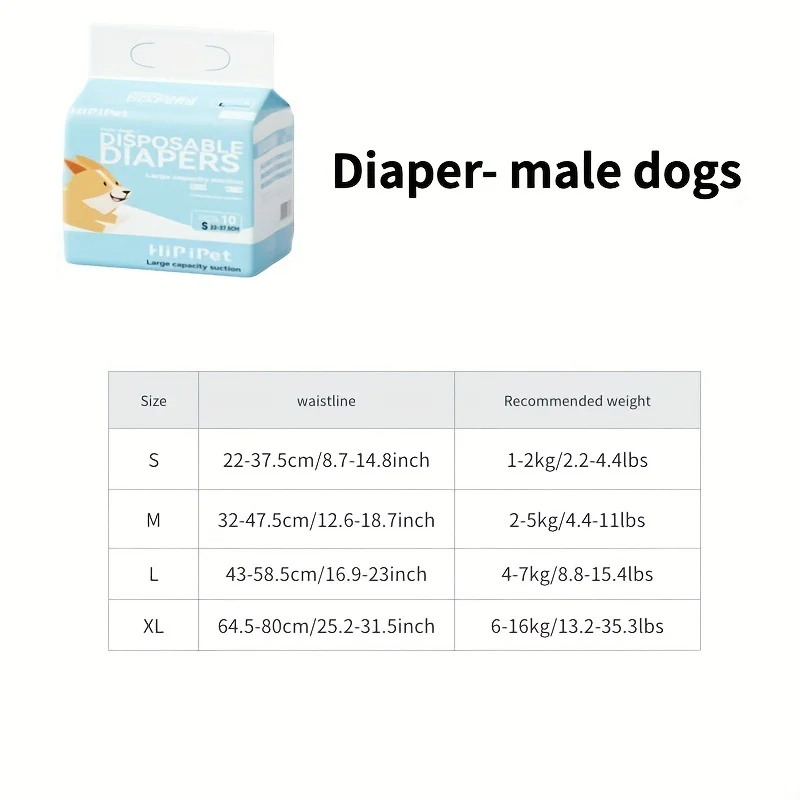 10pcs Super Absorbent Diapers Male Dog Bitch Physiological Pants Diaper Pet Disposable Healthy Leak-Proof Deodorant Diapers