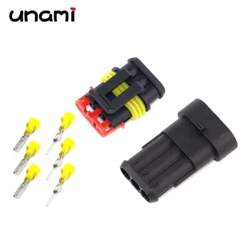 ฝาครอบกันฝุ่นไฟฟ้ากันน้ำ1ชุดขั้วต่อแอมป์1 2 3 4 5 6ขายานยนต์กันน้ำได้ปลั๊กตัวผู้และตัวเมียไฟซีนอน 4