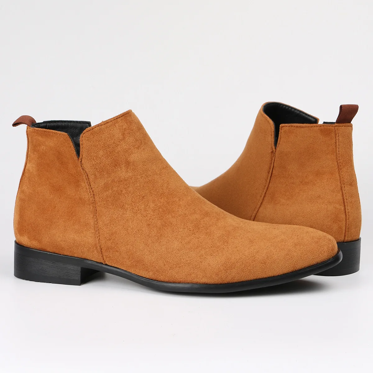 New Chelsea Boots for Men Business Flock Slip-On Solid Men's Formal Boots Mens Ankle Boots Short Men's Formal Boots Plus Size