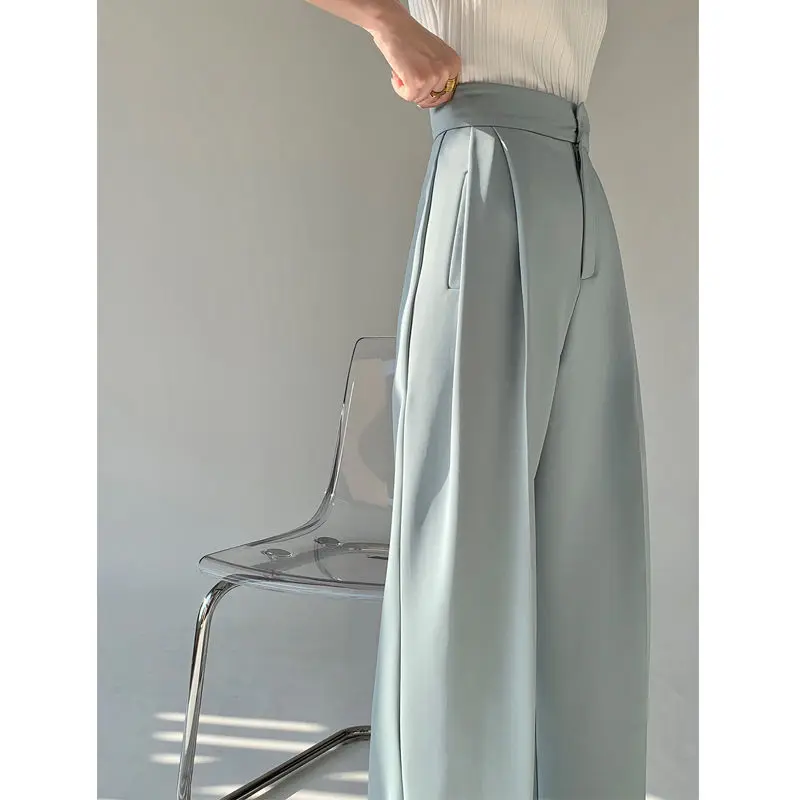 

MRMT 2024 Brand New Design Sense Wide Leg Pants Women's High Waist Straight Loose Mop Pants Drape Feeling Thin Mop Trousers