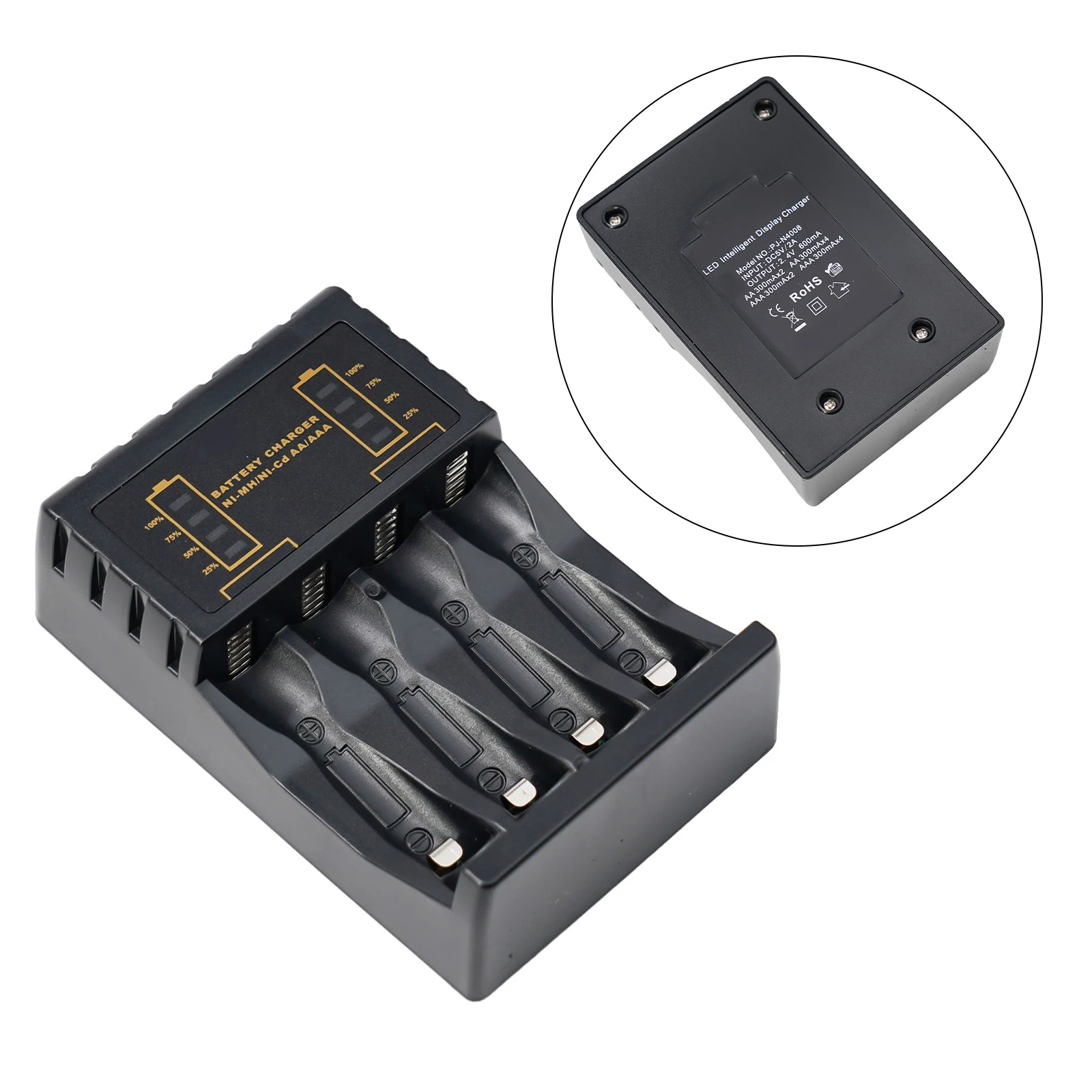 Intelligent Battery Charger 4 Slot For AA AAA DC 5V/2A NI-CD NI-MH Rechargeable Batteries Low Voltage Battery Charger