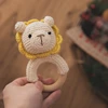 1Pc Baby Rattle Toys Wooden Teether Crochet Pattern Rattle Rabbit Lion Fox BearToy Newborn Gift Baby Teether Crochet Soft ifts 5