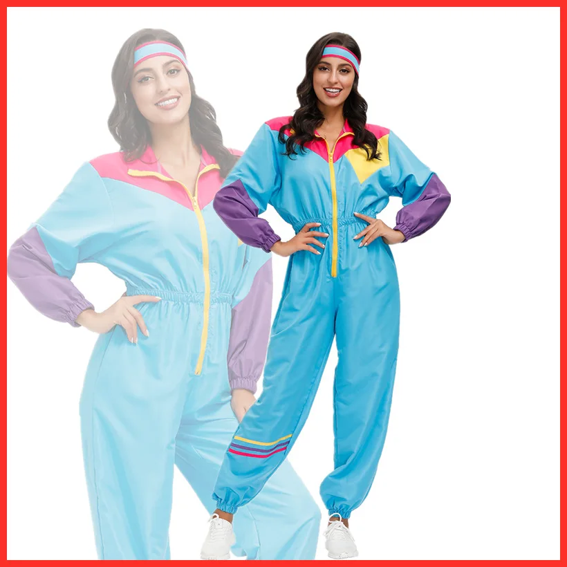 

Hip-hop Punk 70s Costume Jumpsuits Cos For Hippie Costume Women Headband Dress Accessories Halloween Indian Hippie Performance