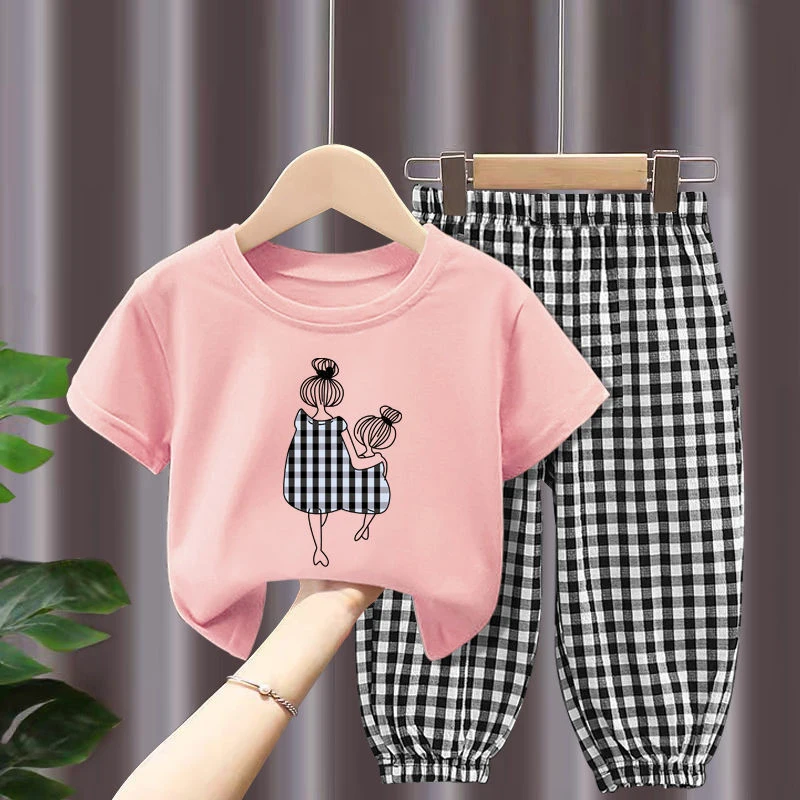 Sommer setzt Kinder kleidung Mädchen Mutter Kinder Kleinkind Kleidung niedliche Mode Baumwolle T-Shirt Top Hose 2 stücke Baby kleidung