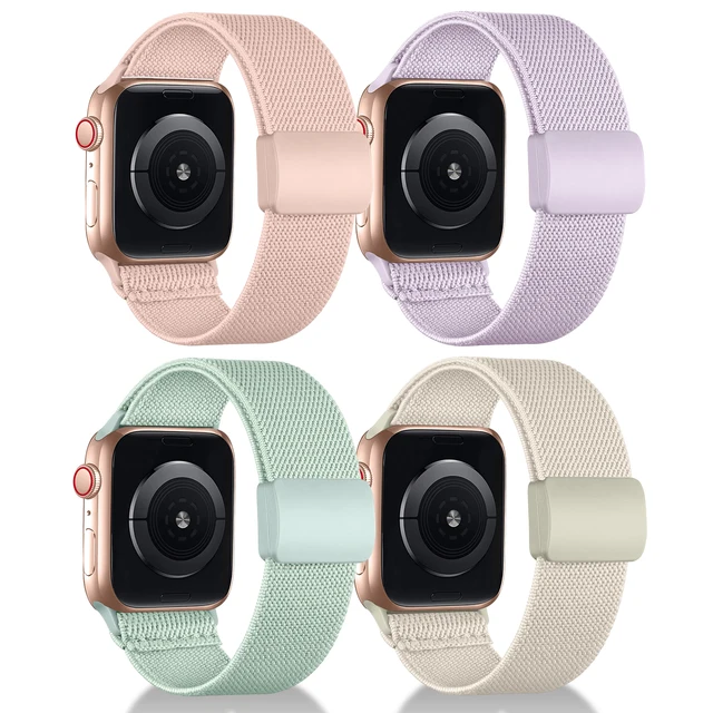 1 paquet de bracelets extensibles tressés avec boucle magnétique, compatibles avec Apple Watch, bracelet pour hommes et femmes 38mm 40mm 41mm 42mm 44mm 45mm 49mm 1