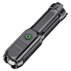 Compact Waterproof USB Rechargeable LED Keychain Flashlight (Style 3 - Black)