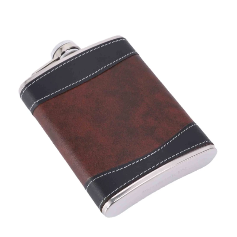 Description Picture 6 of itemPU Surface Retro 6-8Oz Portable Flagon Family Outdoor Travel Multi-Purpose Exquisite Wine Bottle Practical Gift Hip Flask