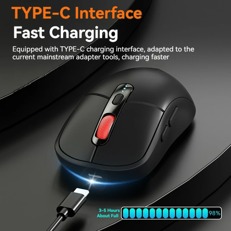 Wireless Mouse Bluetooth + 2.4G Dual-mode Rechargeable Office Gaming Mouse Adjustable sensitivity For Laptops  Desktop Computers