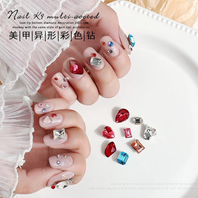 

Sharp Bottom Irregular Love Heart Super Dazzling Crystal Stone Nail Art Rhinestones for Fingernail DIY Decoration Accessories