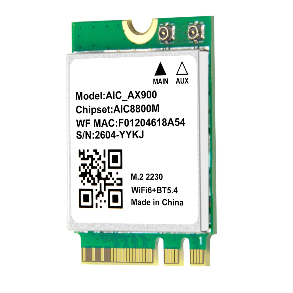 WiFi 6 AX900 BT5.4 M.2 WiFi 카드 2.4G&5GHz 블루투스 5.4 900Mbps 무선 어댑터(윈도우 10/11용 노트북용)