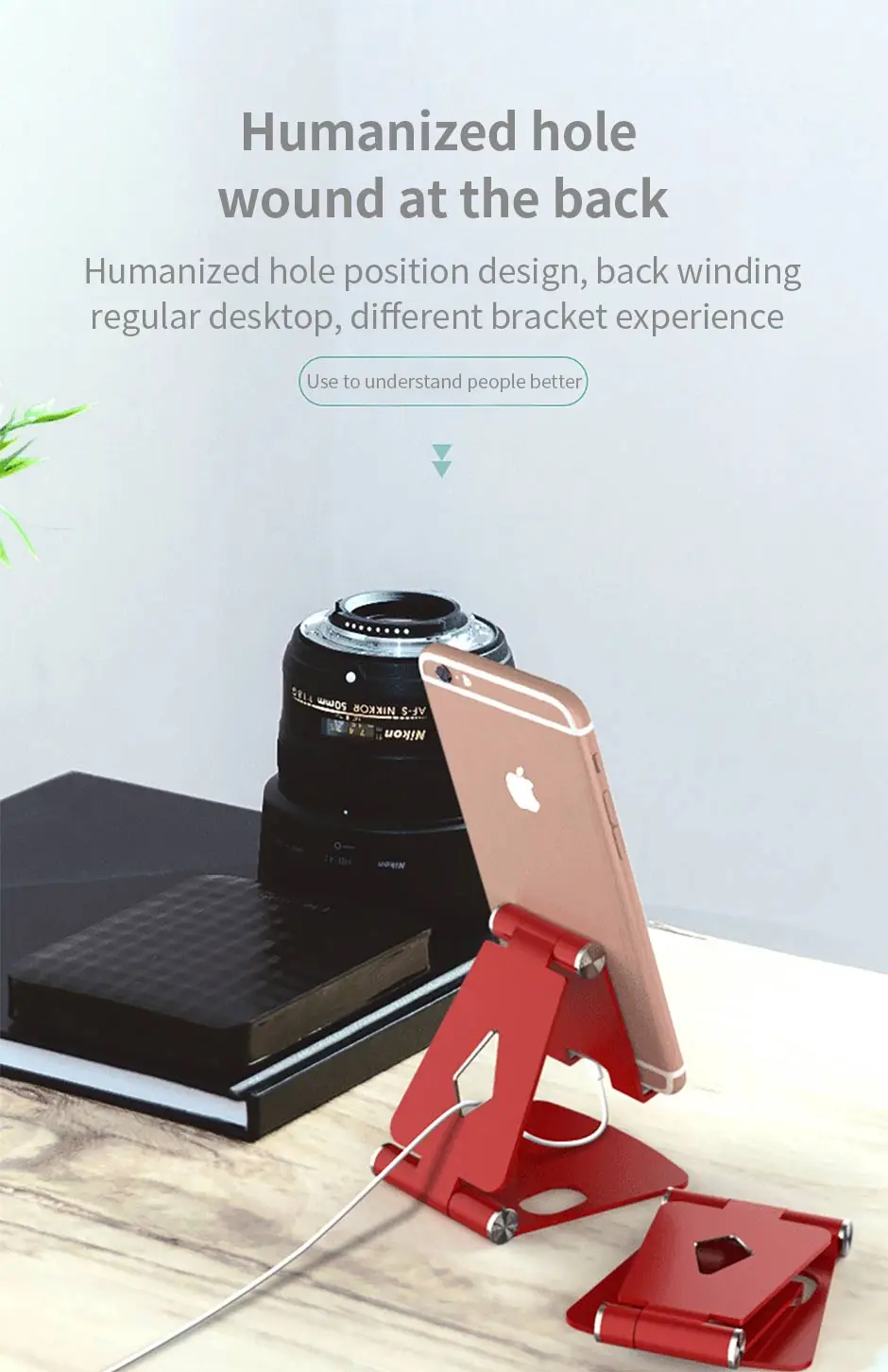 S6ac5d3446d664c5f9e888168a0890befS All Metal Aluminum Alloy Mobile Phone Desktop Stand Tablet Stand Lazy Live Portable Folding Mobile Phone Stand Mallzona