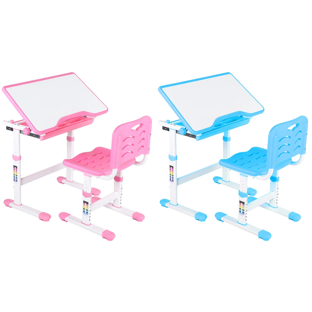 Adjustable Kids Study Homework Desk Chair Children Activity Art Table Set(Blue)