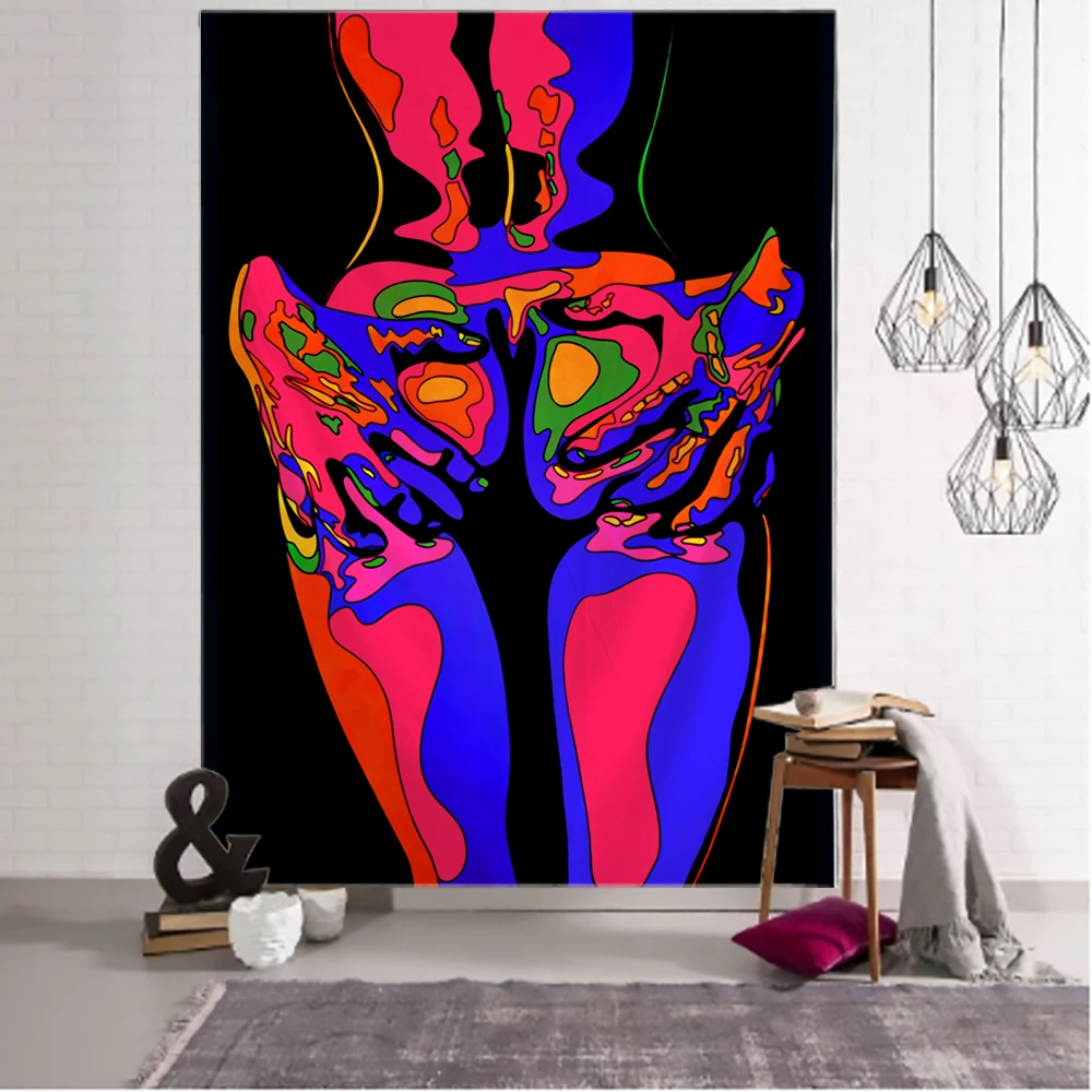 Tapestry Decorations Psychedelic 80's Aesthetic Boho Wall Hanging