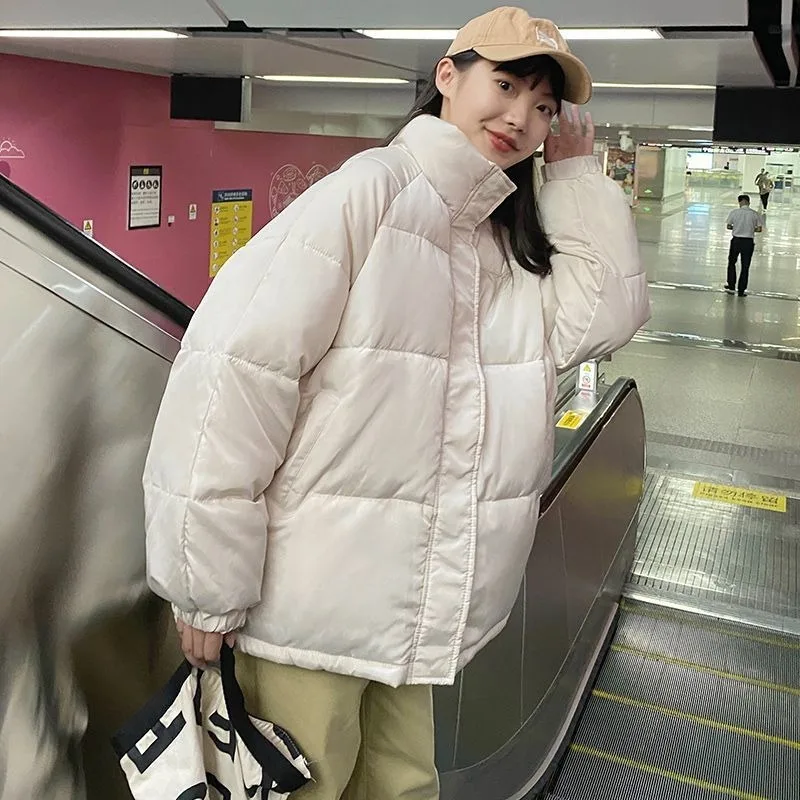2023 New Women Down Cotton Coat Winter Jacket Female Student Short Parkas Loose Thick Warm Outwear Versatile Simplicity Overcoat