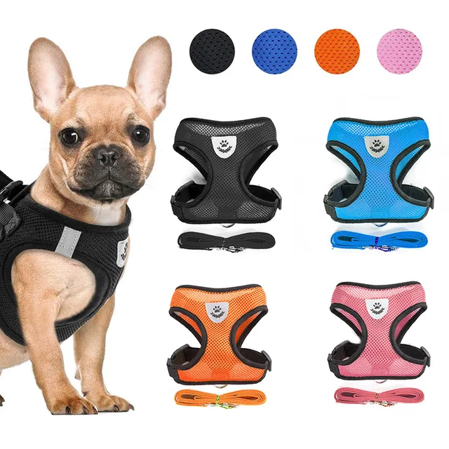 Nylon Breathable Mesh Dog Harness and Leash Set Dog Cat Vest Harness for Small Dogs Kitten Cat Accessories Pet Supplies 2