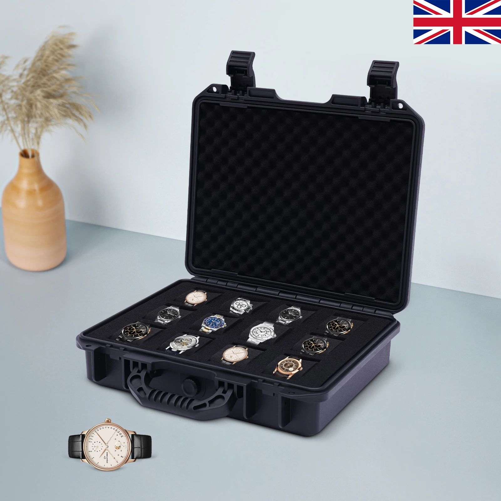

12 Watch Carry Case - Organize & Protect Your Watch Collection in a Hard Shell, Heavy Duty