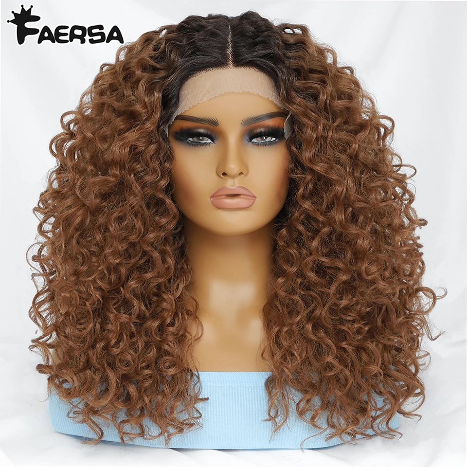 20" Kinky Curly Synthetic Lace Front Wigs Black Blonde for Women Female Ginger Red Heat Resistant Natural Cosplay Wig lace front wig,lace wigs,synthetic wigs,womens synthetic wigs