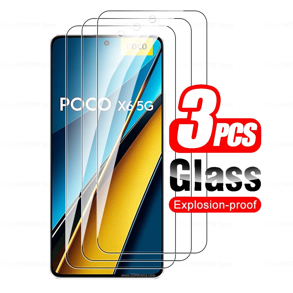 

Для Xiaomi Poco X6 5G Glass 3 шт. закаленное стекло Защита для экрана Pocophone Poko Little X6 X 6 Pro X6 Pro