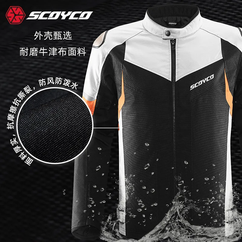 SCOYCO Autumn Winter Cycling Clothing Anti-fall Breathable Men Detachable Liner Protection Waterproof Motorcycle Rid